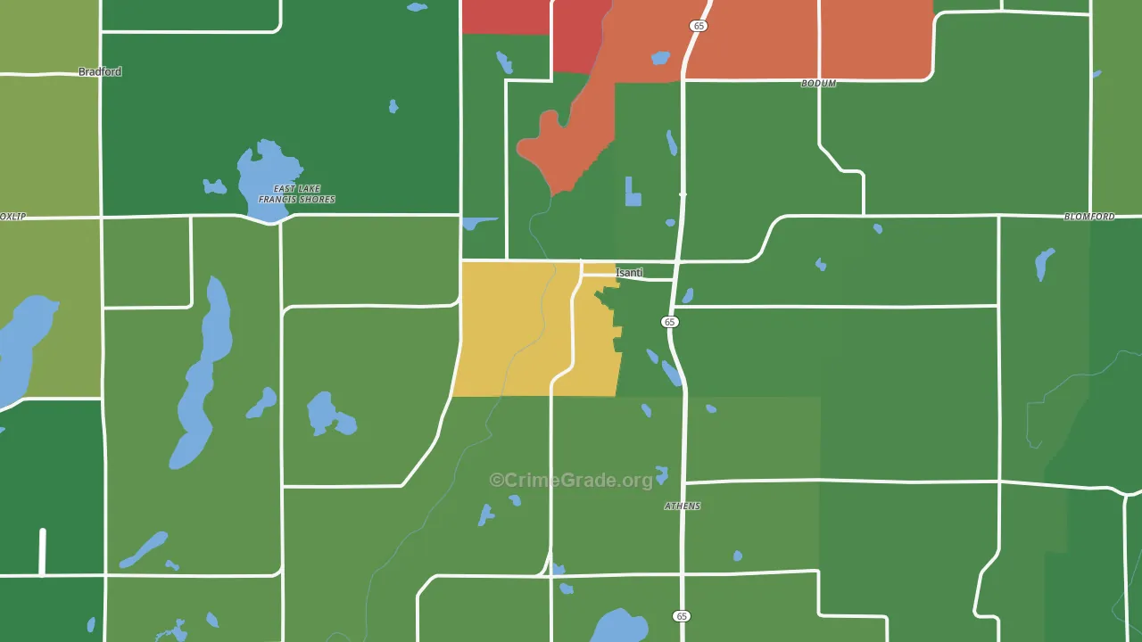 Isanti, MN Map of Murder Rates