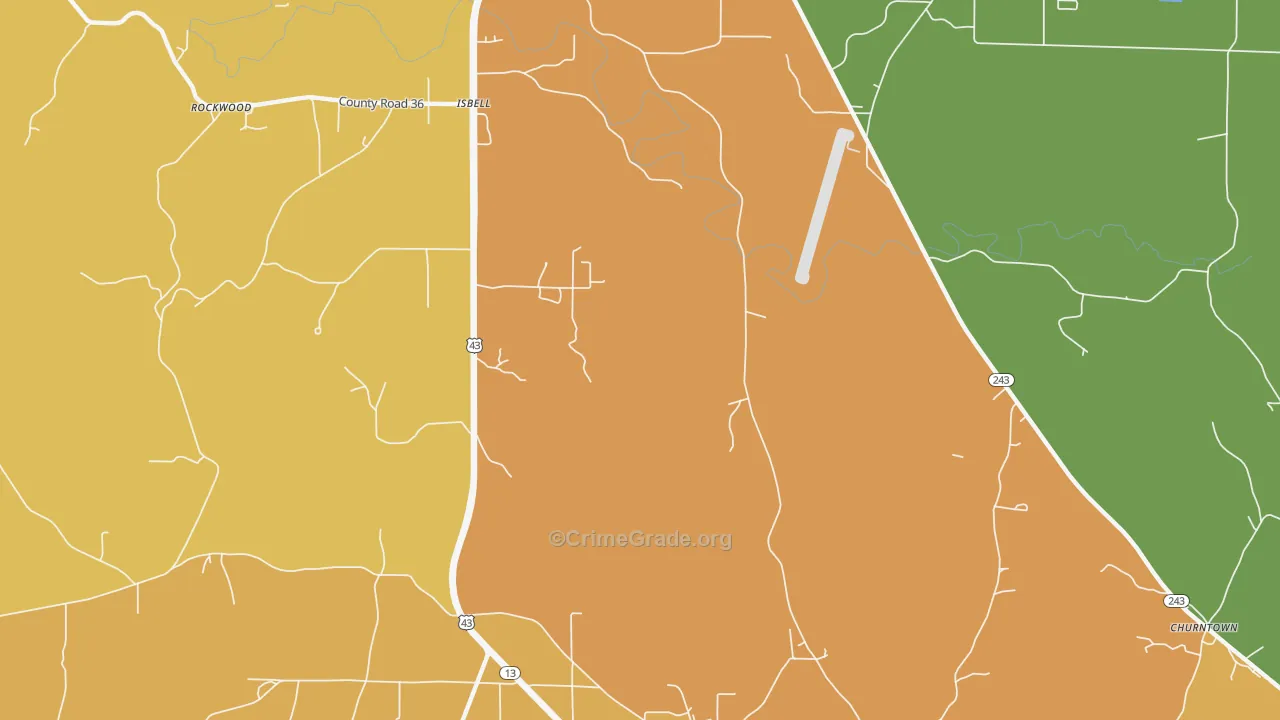 Isbell, AL Map of Murder Rates