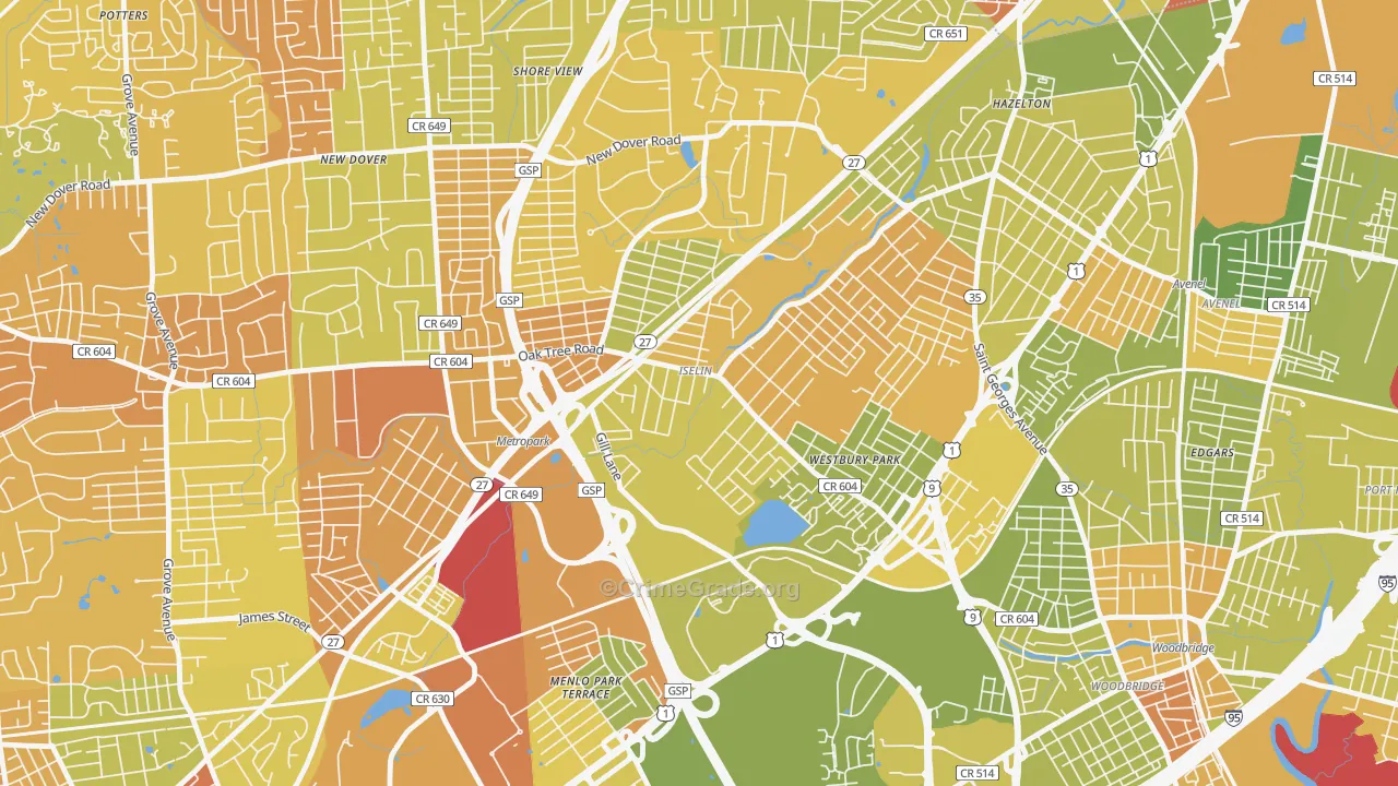 Iselin, NJ Map of Murder Rates