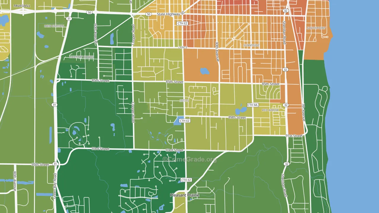 Isetts, Kenosha, WI Map of Murder Rates