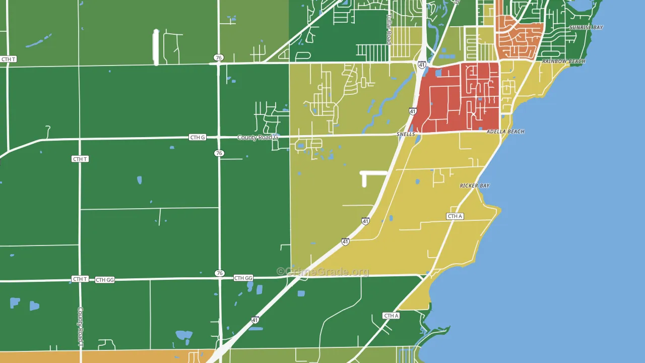 Island Beach, WI Map of Murder Rates