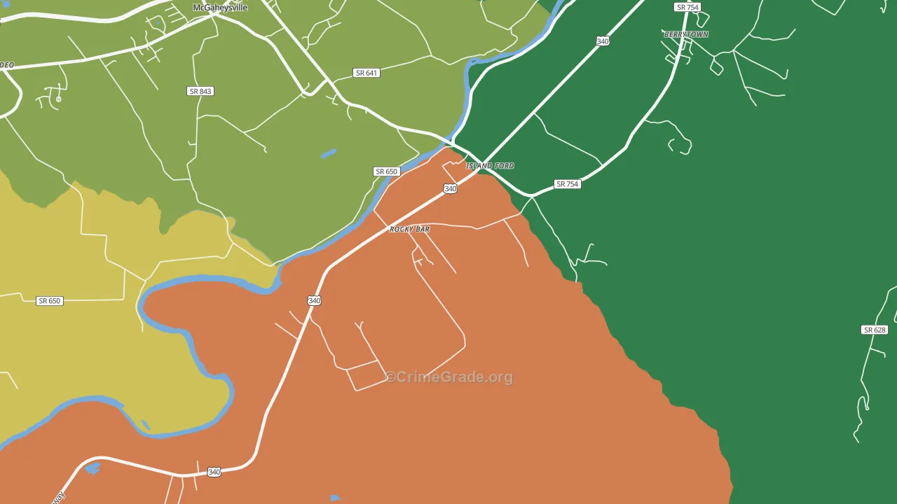 Island Ford, VA Map of Murder Rates