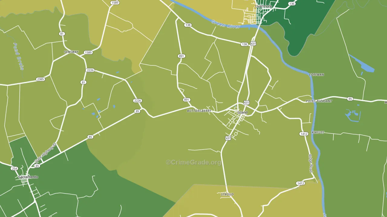 Island, KY Map of Murder Rates