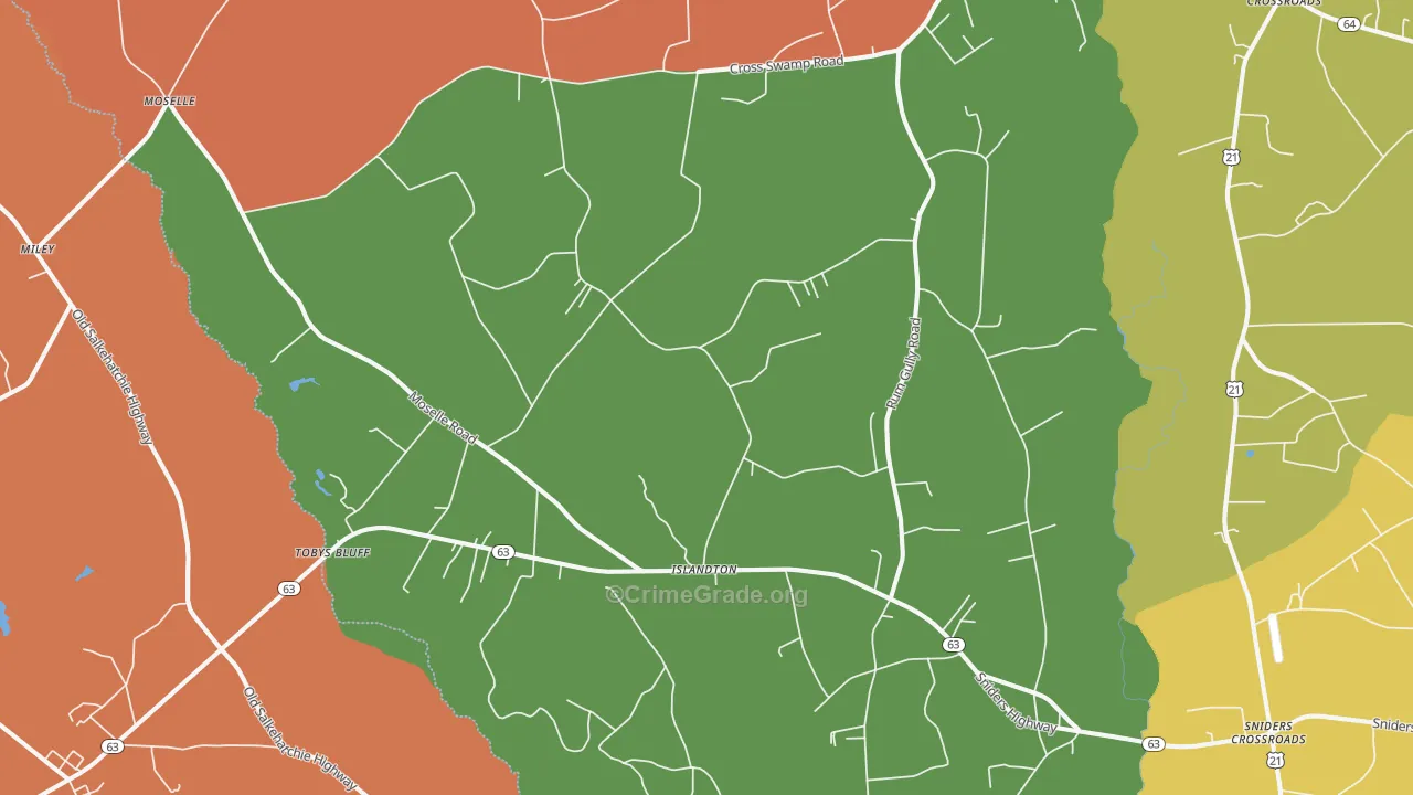Islandton, SC Map of Murder Rates