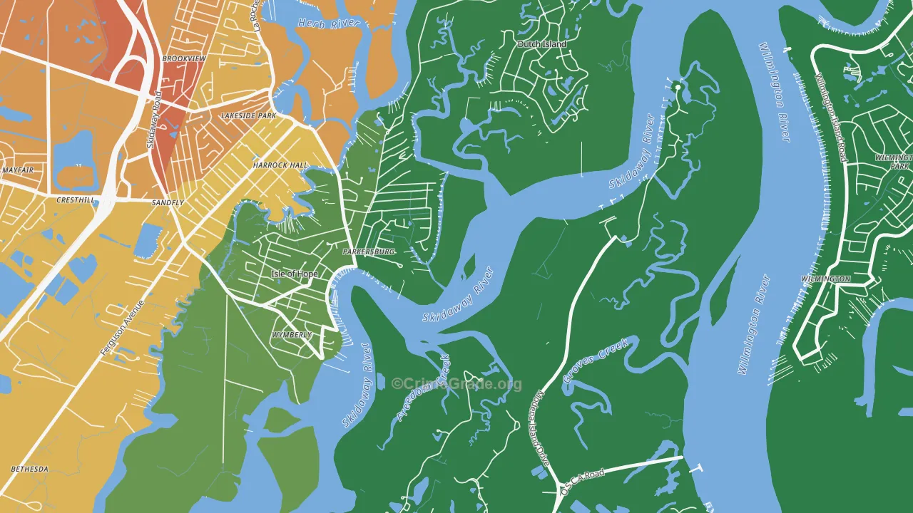 Isle of Hope, GA Map of Murder Rates