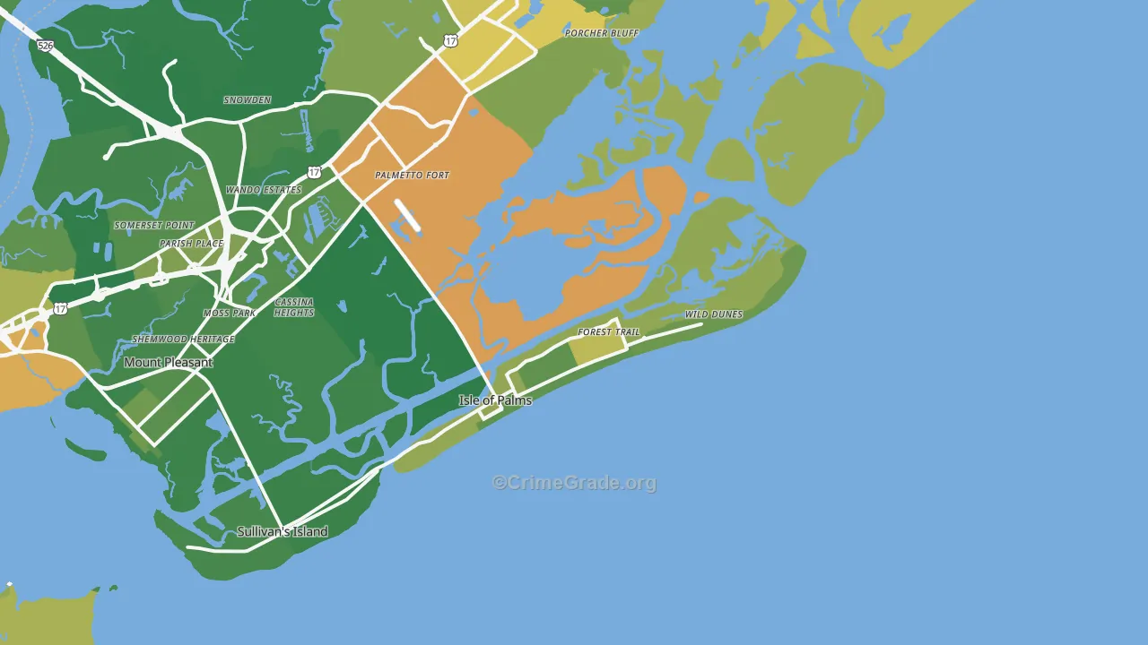 Isle Of Palms, SC Map of Murder Rates