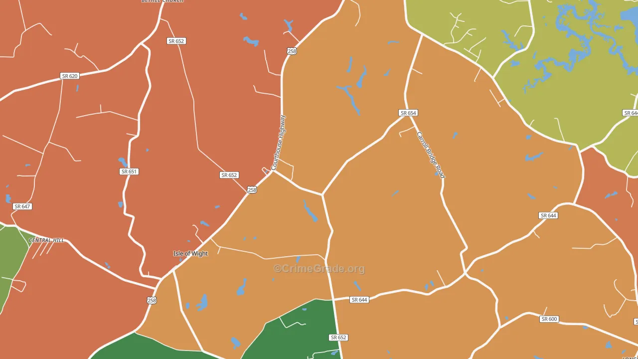 Isle of Wight, VA Map of Murder Rates