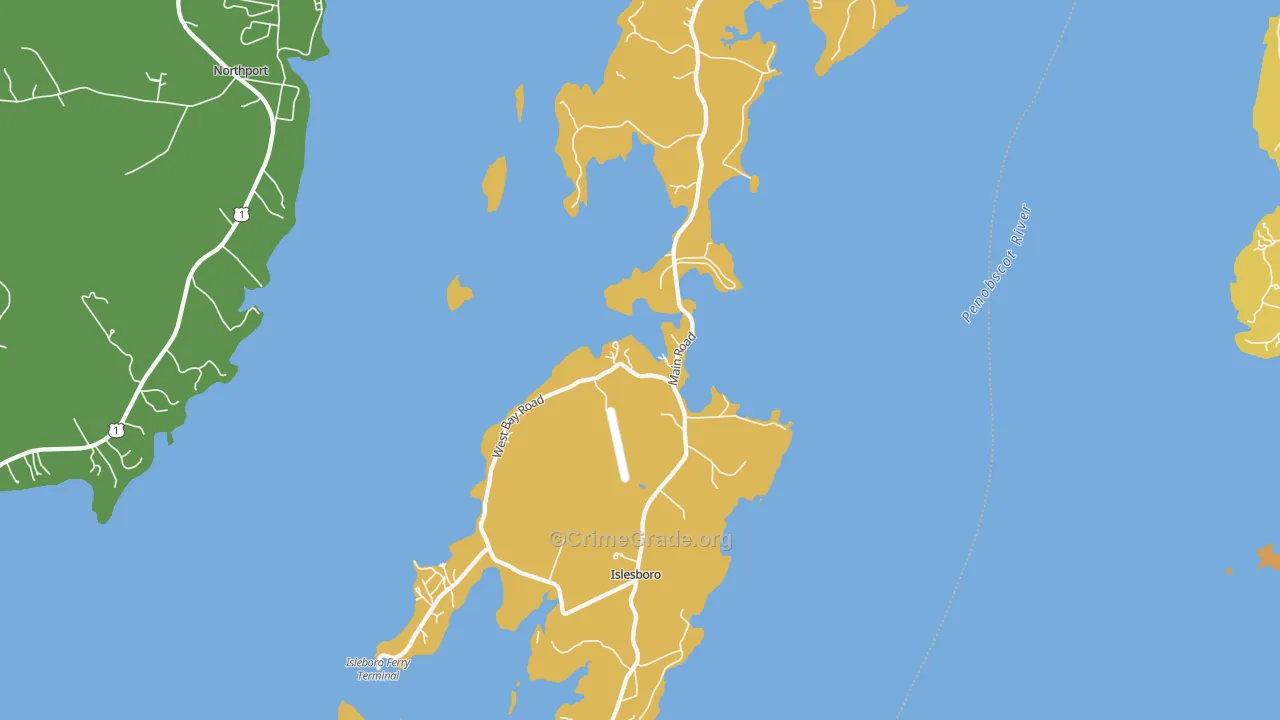 Islesboro, ME Map of Murder Rates