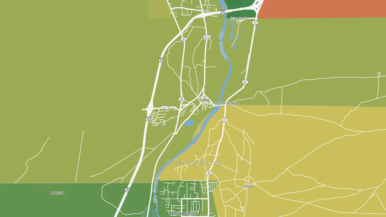 Isleta, NM Map of Murder Rates