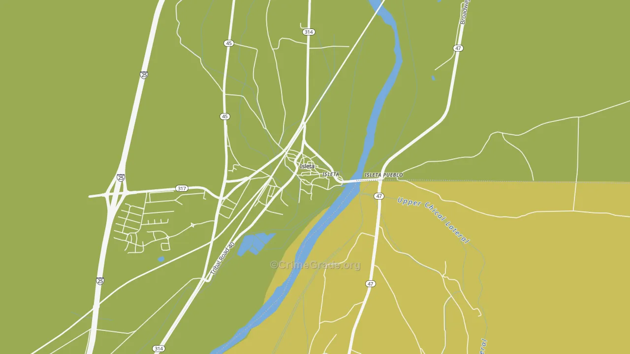 Isleta Village Proper, NM Map of Murder Rates