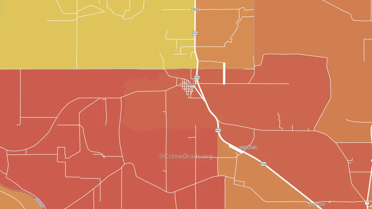 Isola, MS Map of Murder Rates