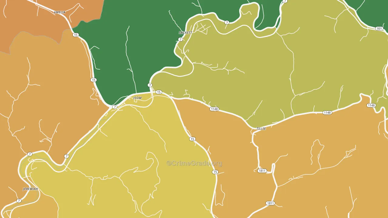 Isom, KY Map of Murder Rates