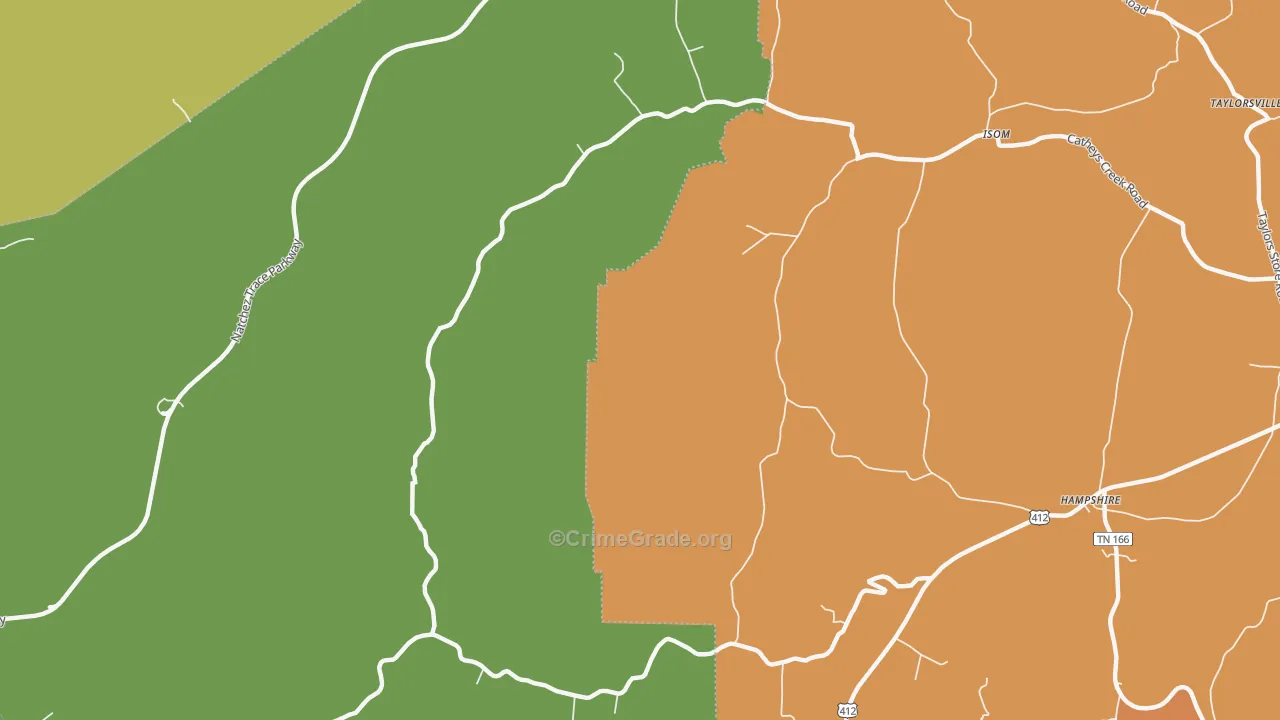Isom, TN Map of Murder Rates