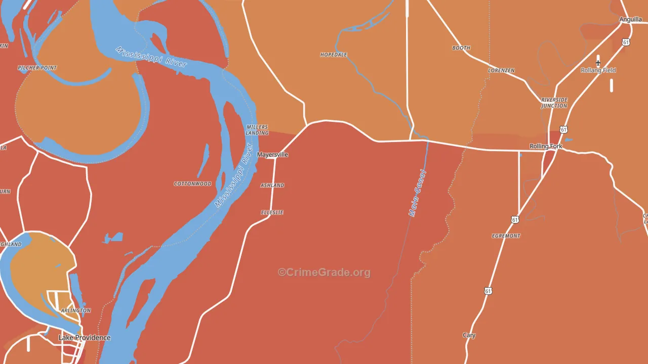 Issaquena County, MS Map of Murder Rates