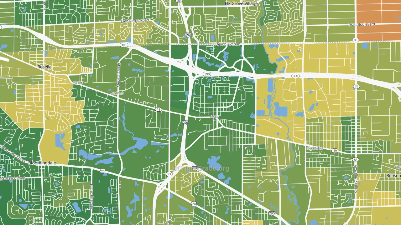 Itasca, IL Map of Murder Rates