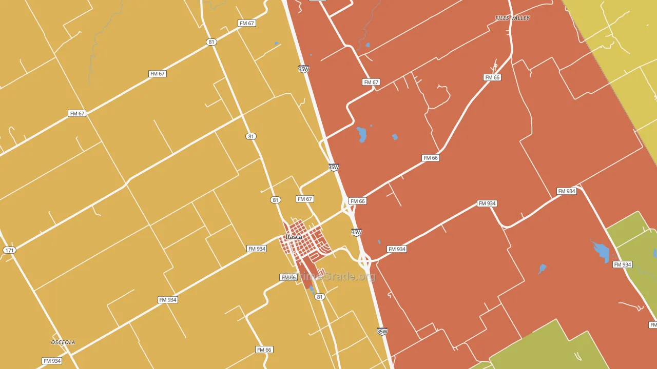 Itasca, TX Map of Murder Rates