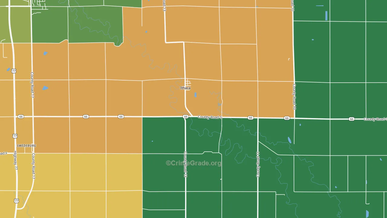 Ithaca, NE Map of Murder Rates