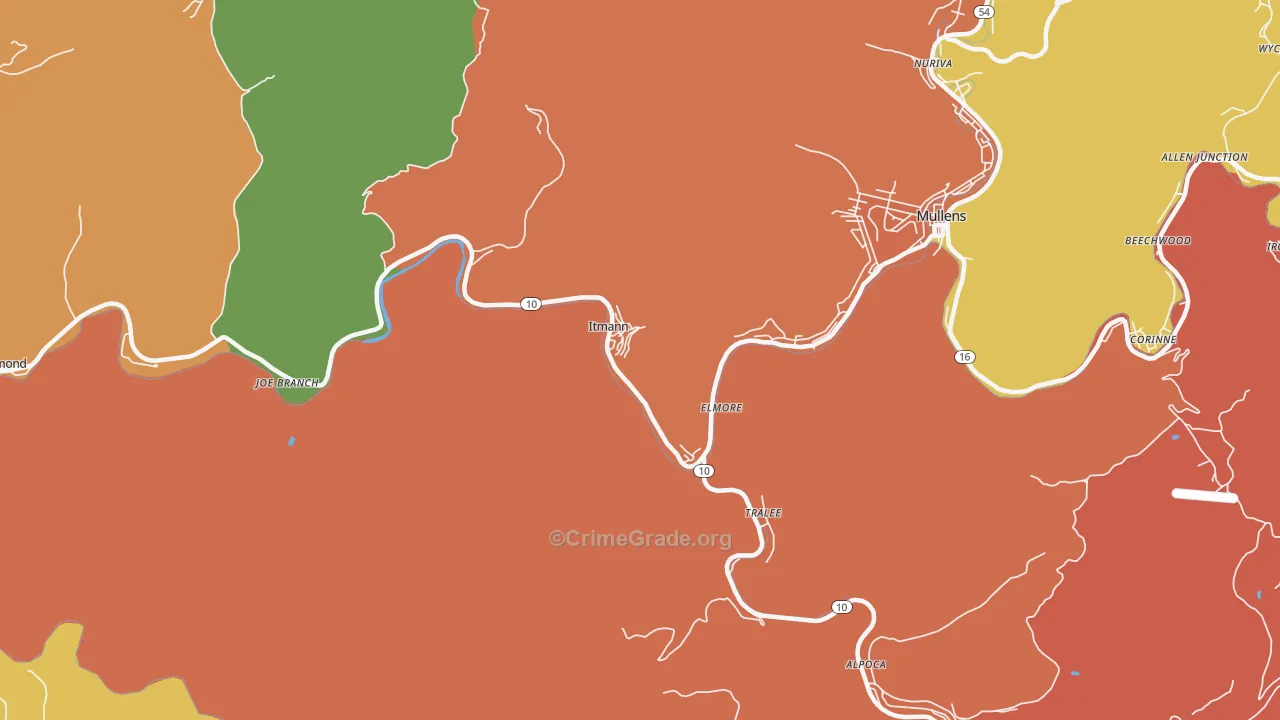 Itmann, WV Map of Murder Rates