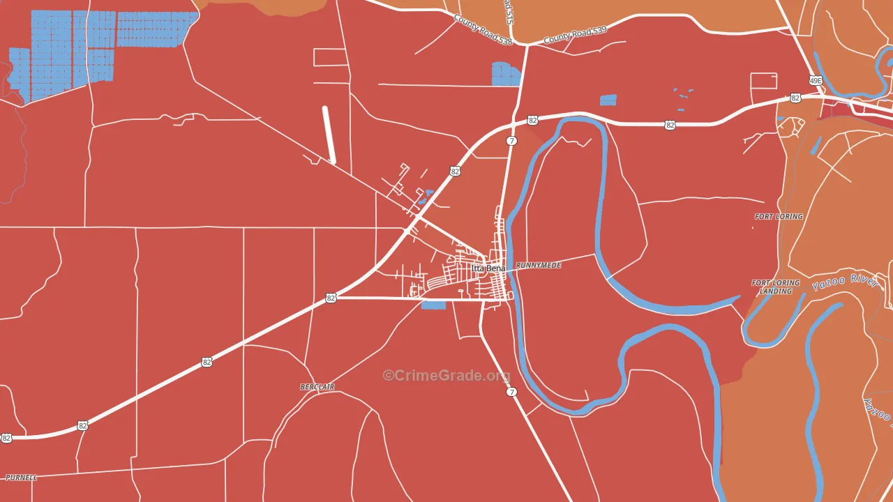 Itta Bena, MS Map of Murder Rates