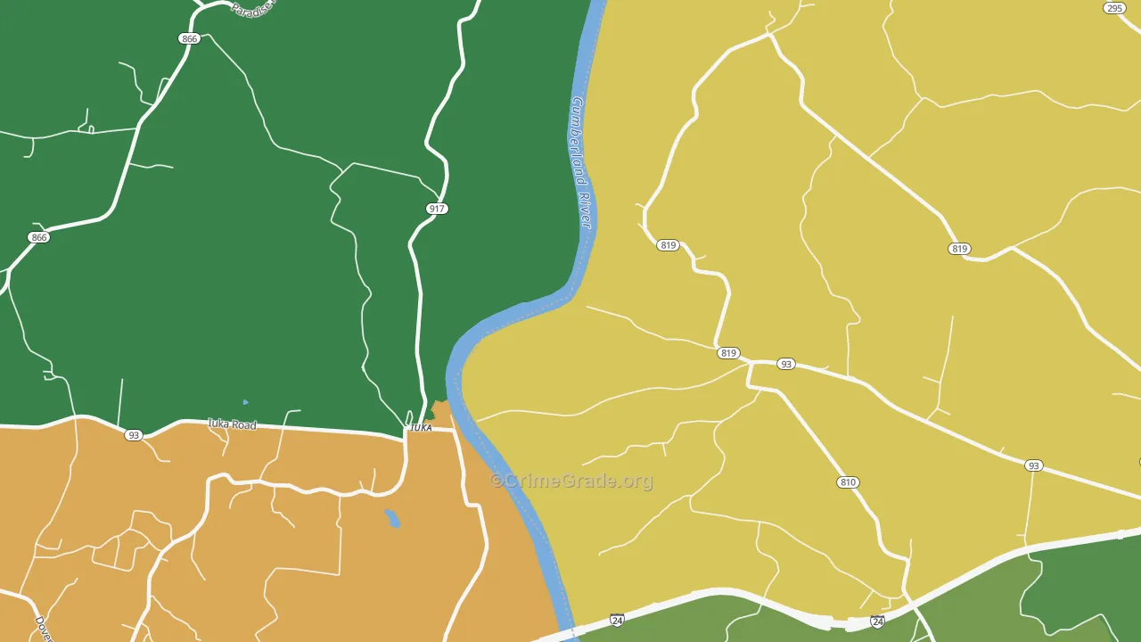 Iuka, KY Map of Murder Rates