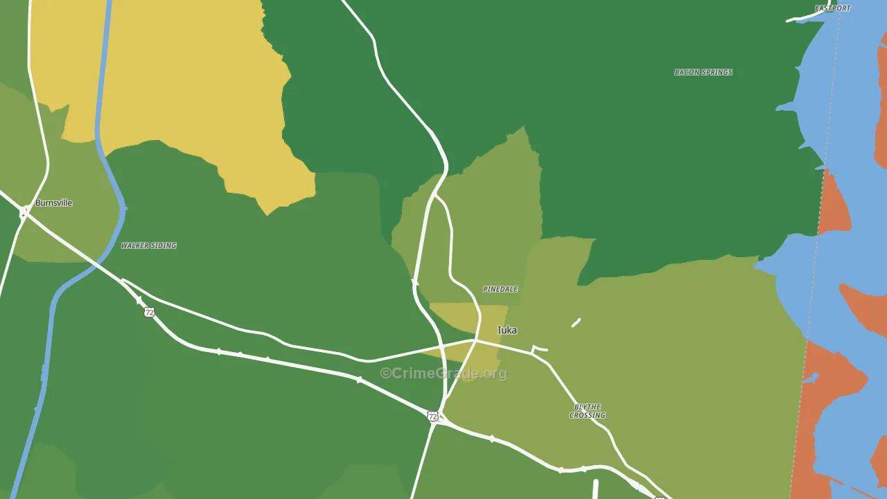 Iuka, MS Map of Murder Rates
