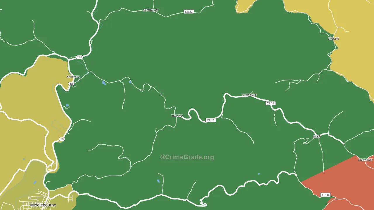 Iuka, WV Map of Murder Rates