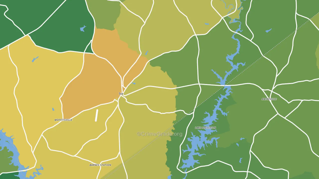Iva, SC Map of Murder Rates