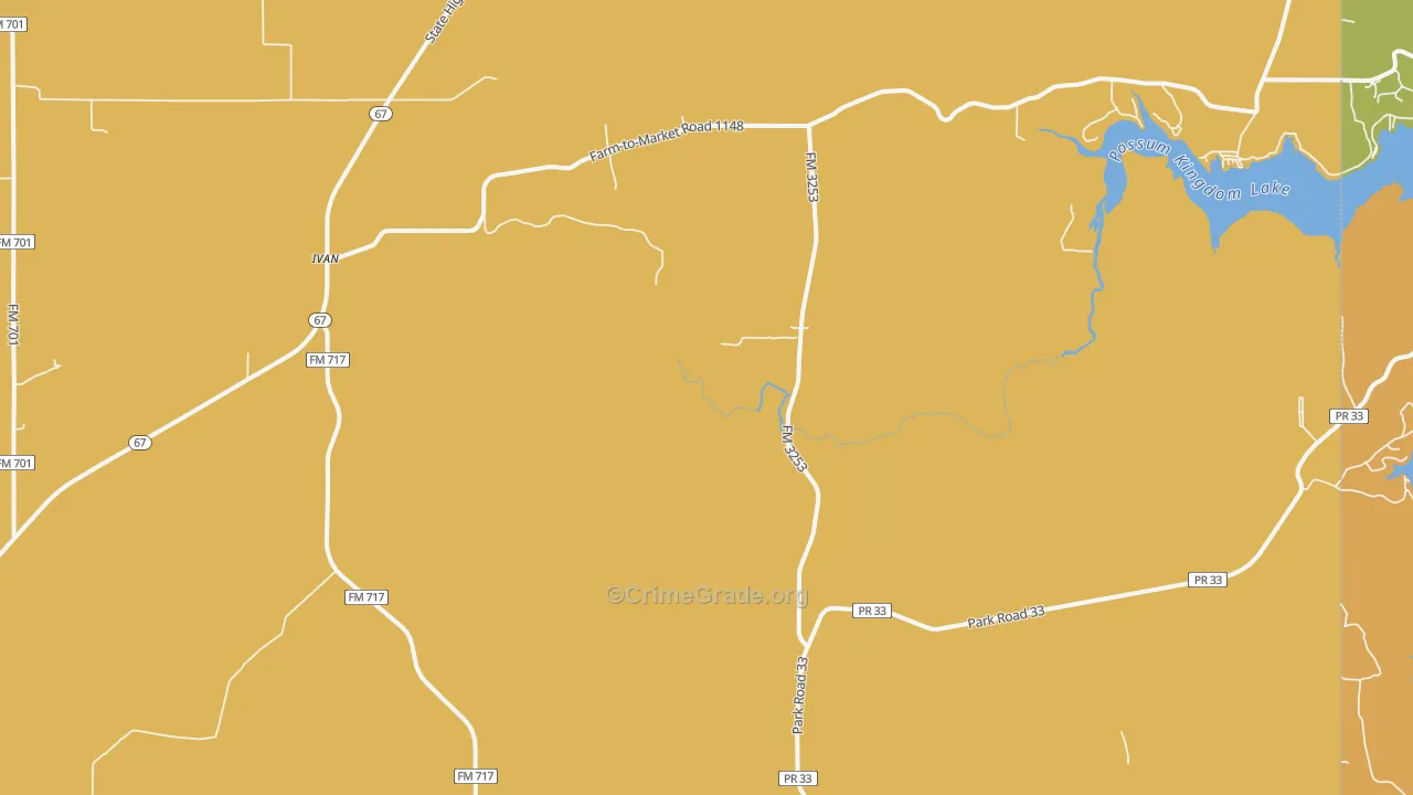 Ivan, TX Map of Murder Rates