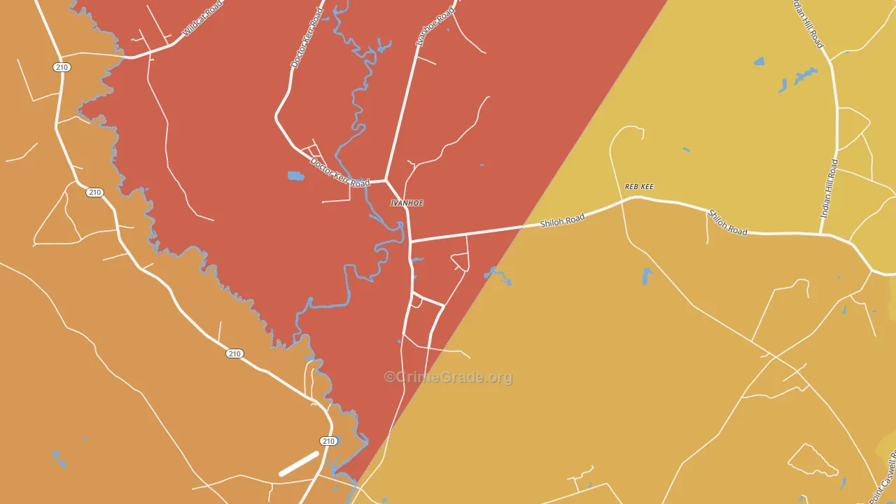 Ivanhoe, NC Map of Murder Rates