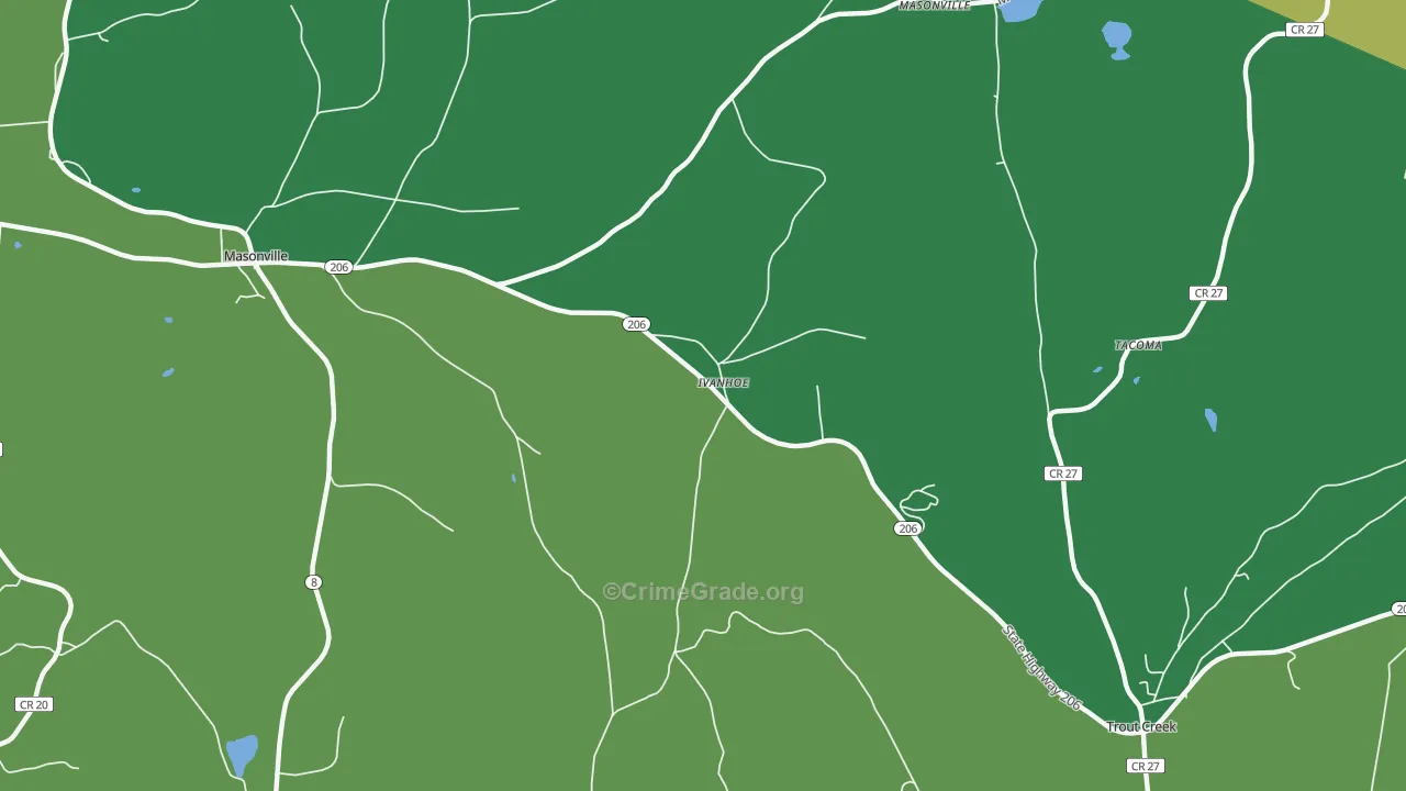 Ivanhoe, NY Map of Murder Rates