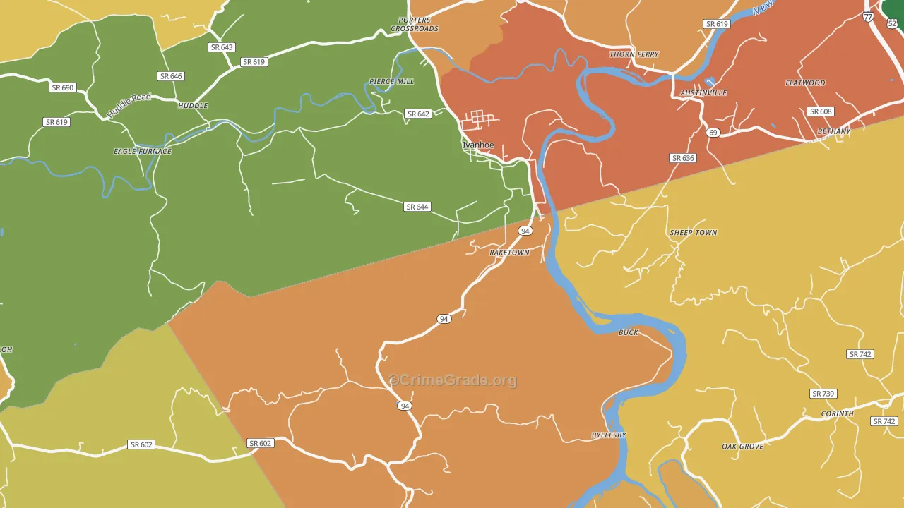 Ivanhoe, VA Map of Murder Rates
