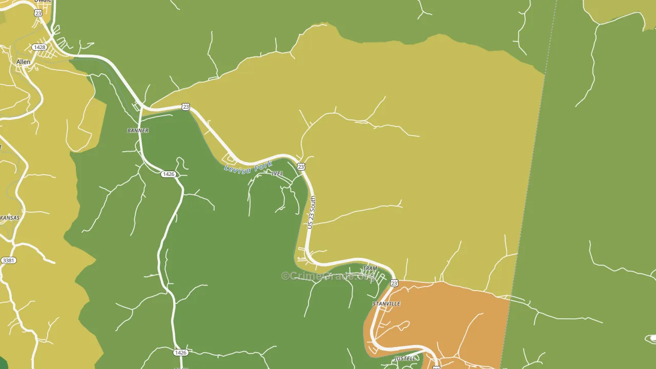 Ivel, KY Map of Murder Rates