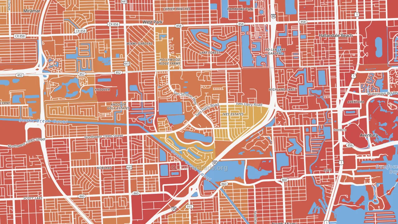 Ives Estates, FL Map of Murder Rates