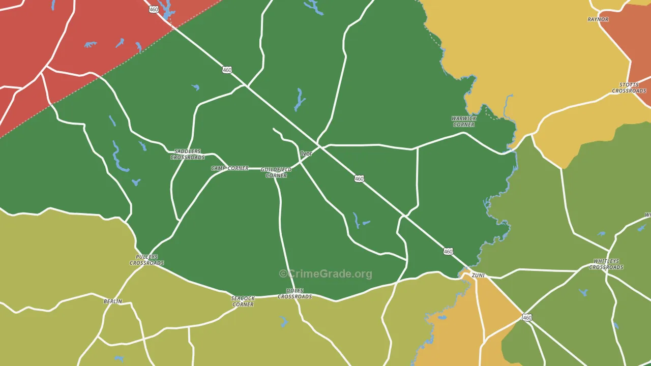 Ivor, VA Map of Murder Rates