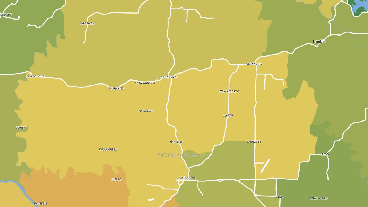 Izard County, AR Map of Murder Rates