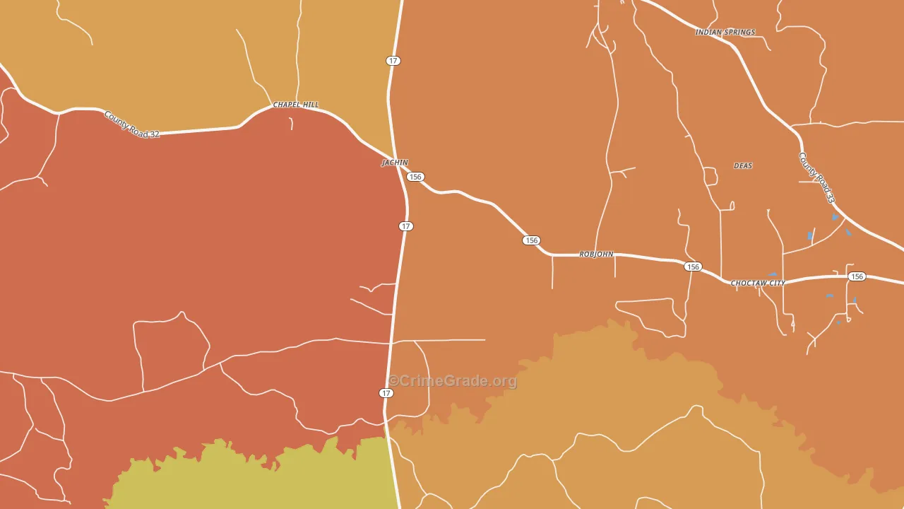 Jachin, AL Map of Murder Rates