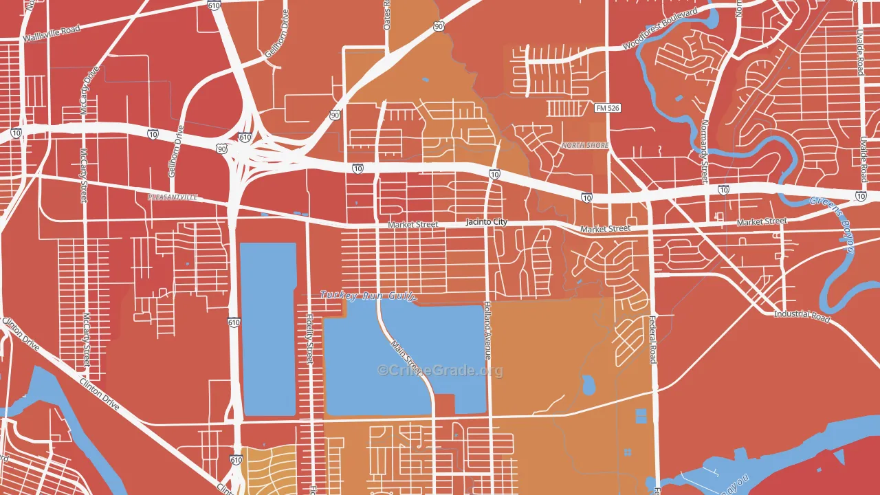 Jacinto City, TX Map of Murder Rates