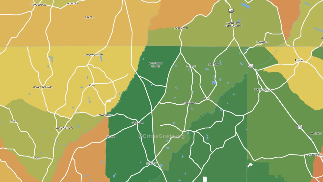 Jack, AL Map of Murder Rates