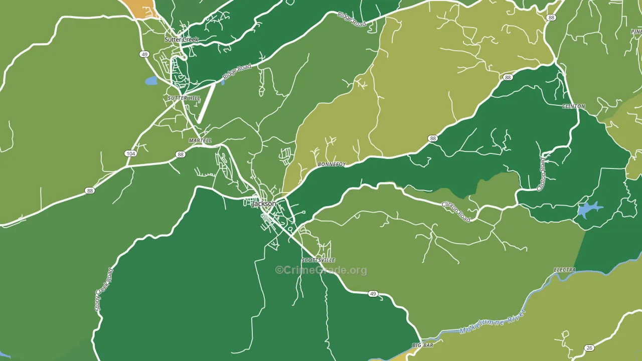 Jackson, CA Map of Murder Rates