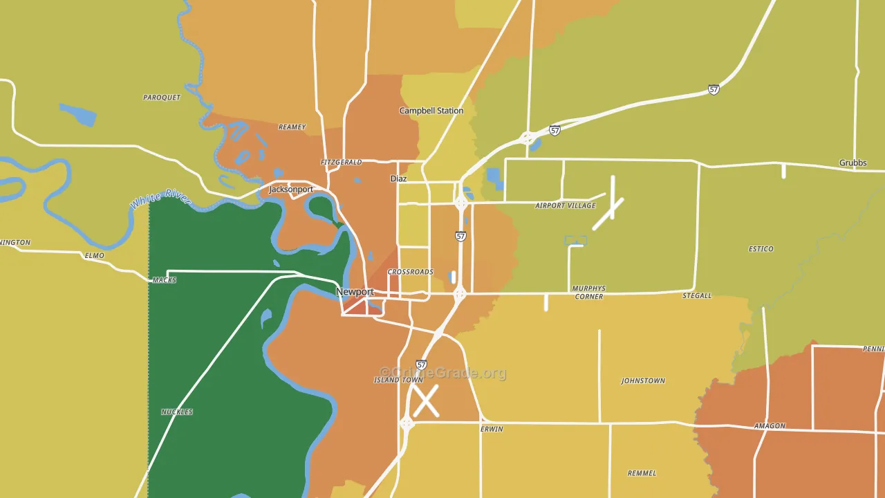 Jackson County, AR Map of Murder Rates