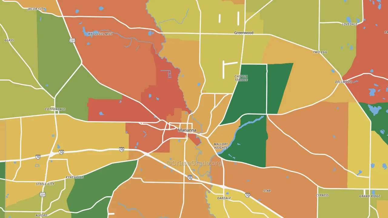 Jackson County, FL Map of Murder Rates