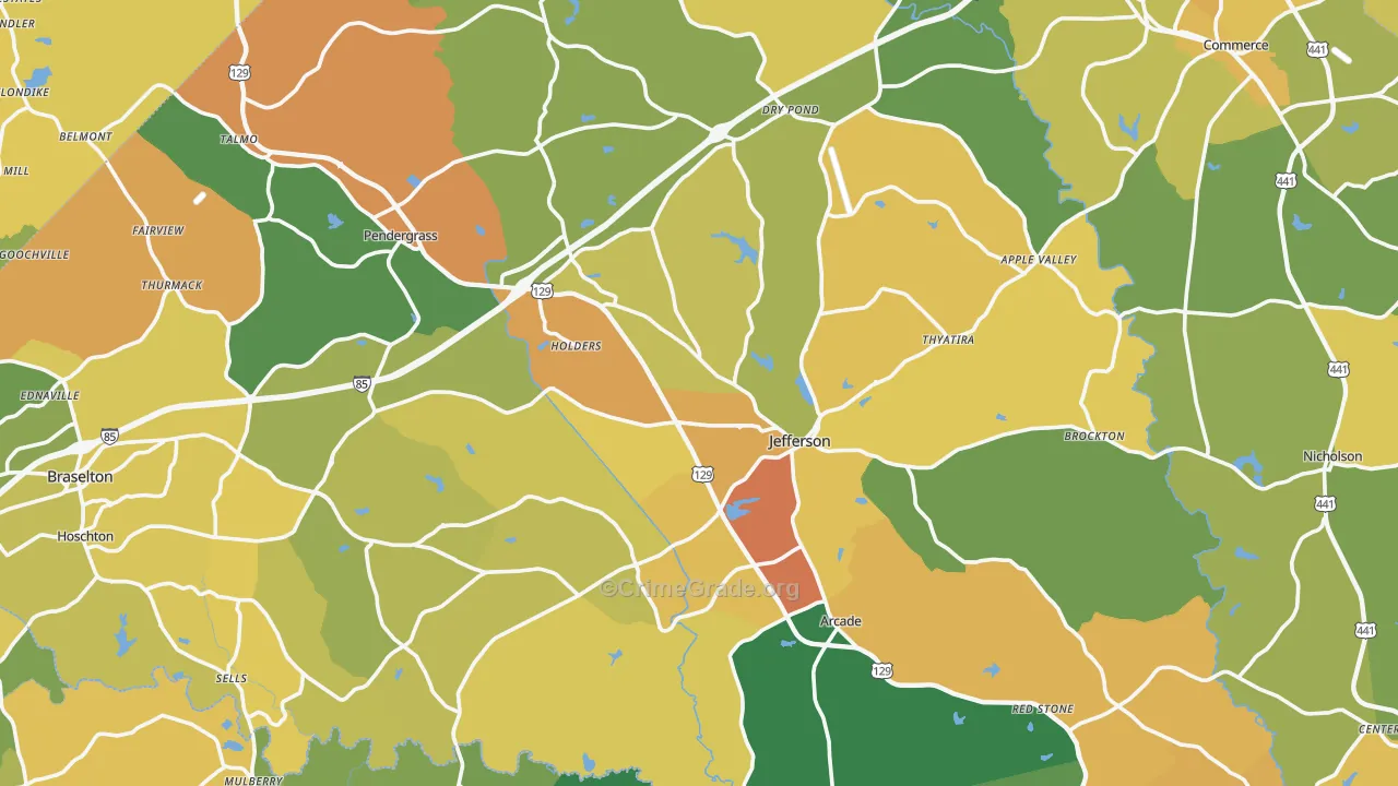 Jackson County, GA Map of Murder Rates