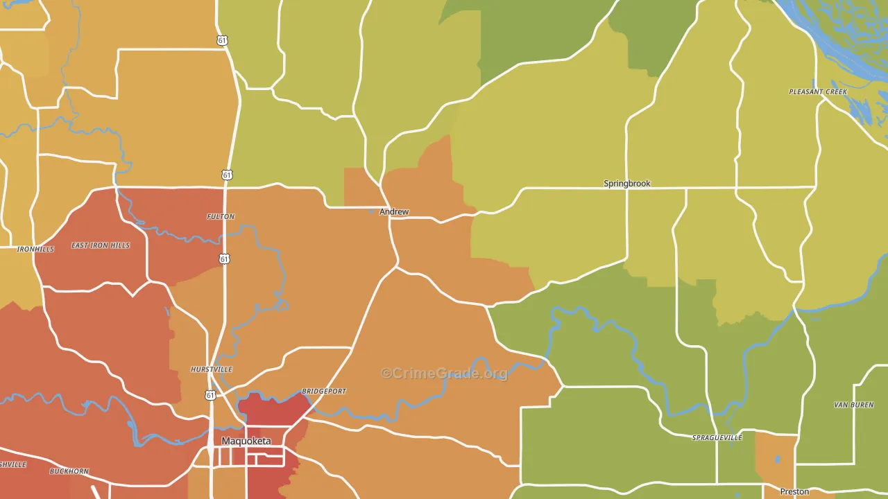 Jackson County, IA Map of Murder Rates