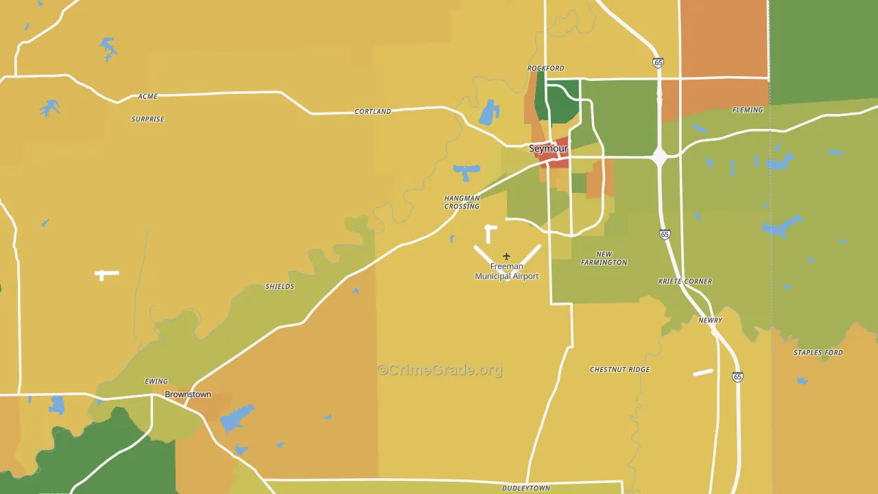 Jackson County, IN Map of Murder Rates