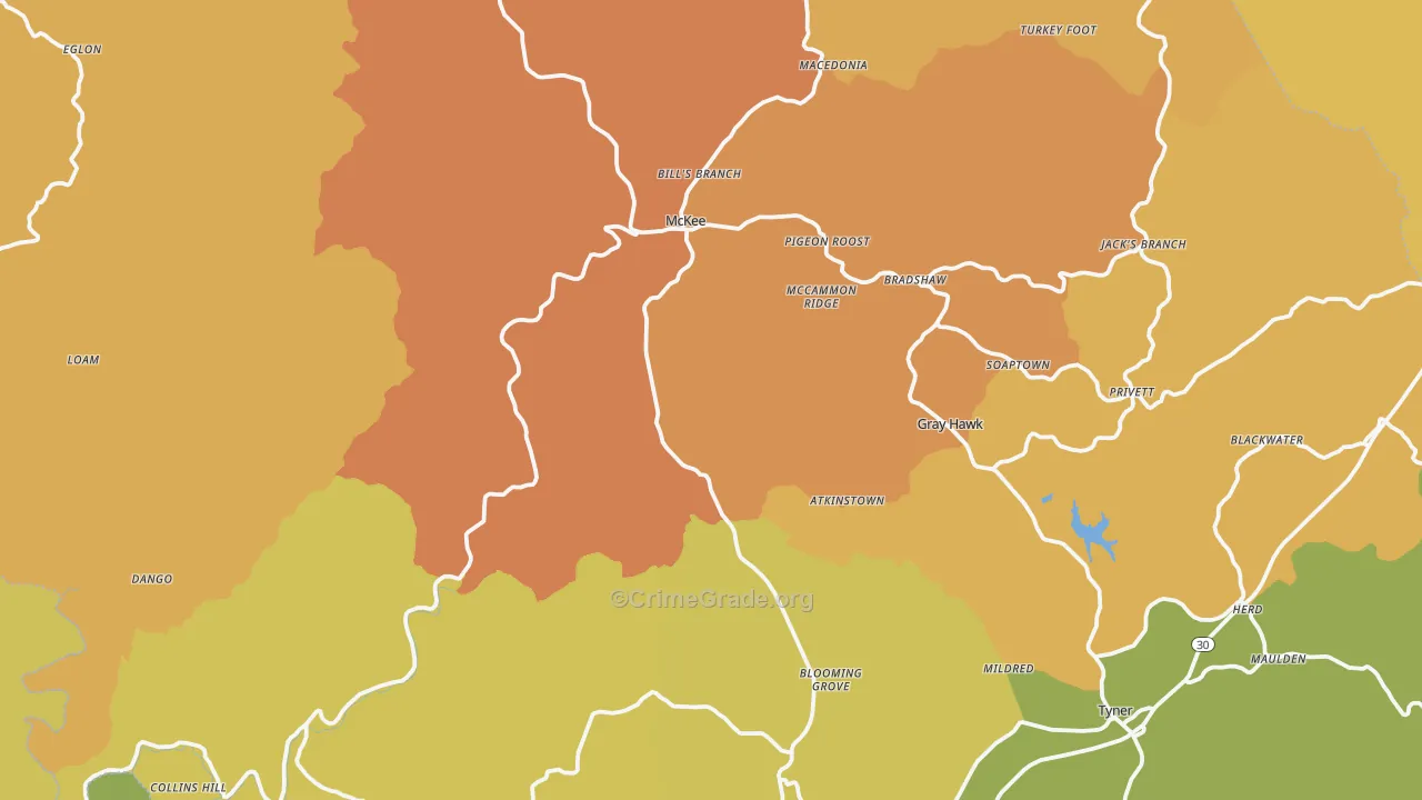 Jackson County, KY Map of Murder Rates