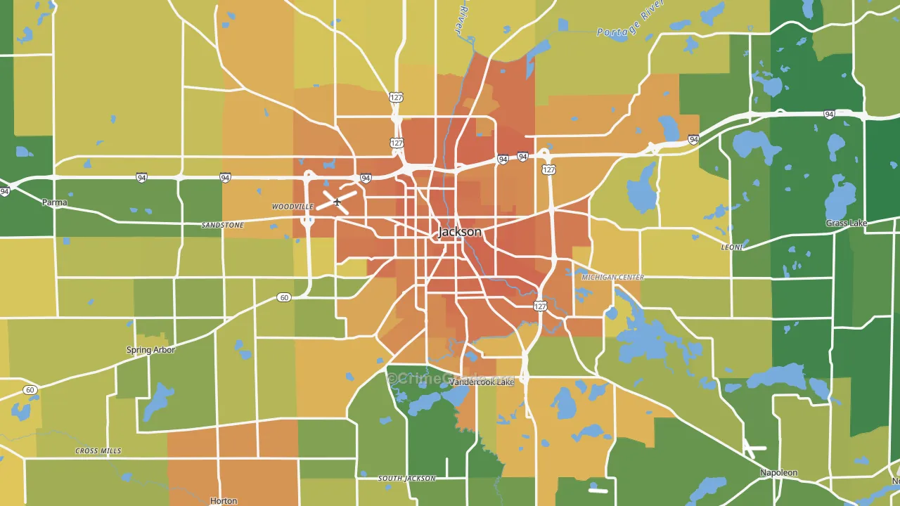 Jackson County, MI Map of Murder Rates