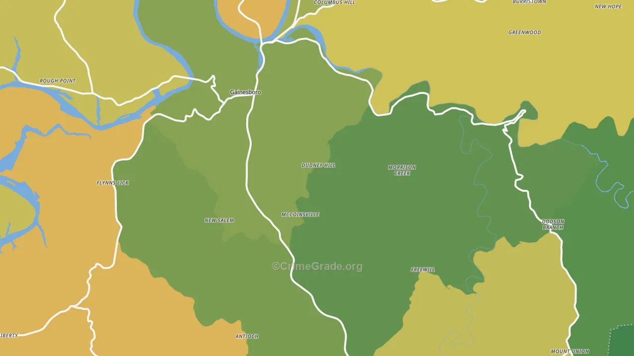 Jackson County, TN Map of Murder Rates