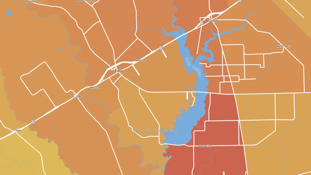 Jackson County, TX Map of Murder Rates