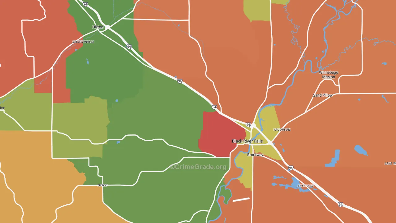Jackson County, WI Map of Murder Rates