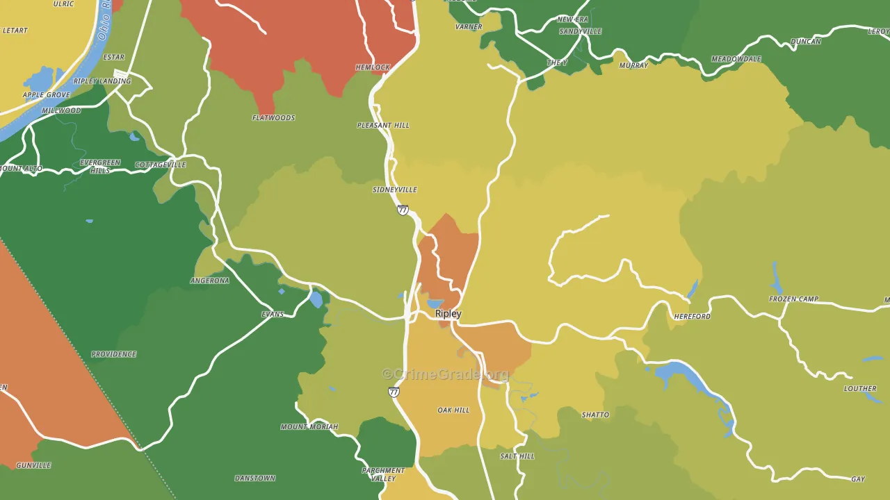 Jackson County, WV Map of Murder Rates